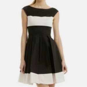 Kate Spade black and cream stripe fit and flare dress